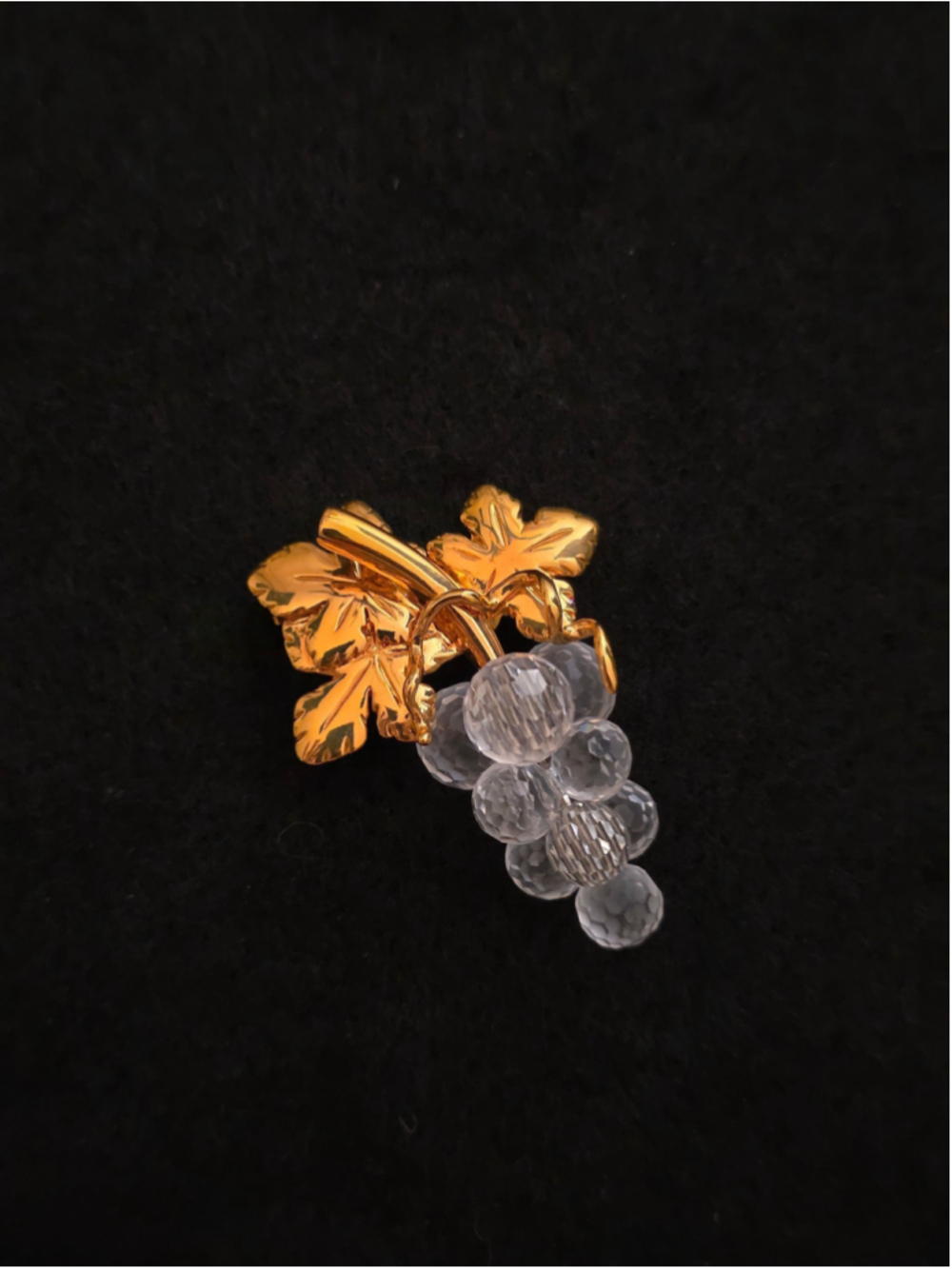 Vtg 80s Swarovski Gold-Tone Pave Crystal Grape Cluster Brooch